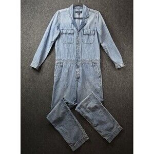 Lucky Brand Blue Denim Jumpsuit Womens Sz Small Long Sleeve Workwear Jumpsuit